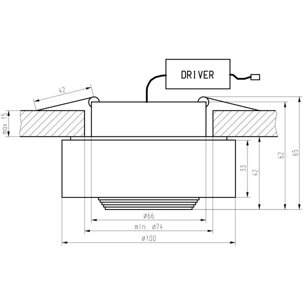 CANDELLUX 2228815 SS-33 AL/TR 3W LED COB 230V OPR. STROP. STAŁA OKRĄGŁA SZKŁO TRANSPARENTNE