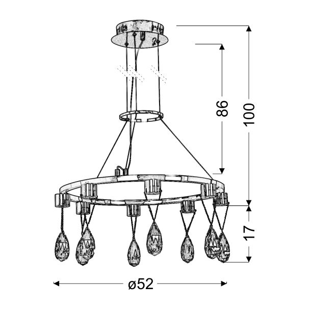 CANDELLUX 38-26064 PRISMA ZWIS 8X3W LED CHROM