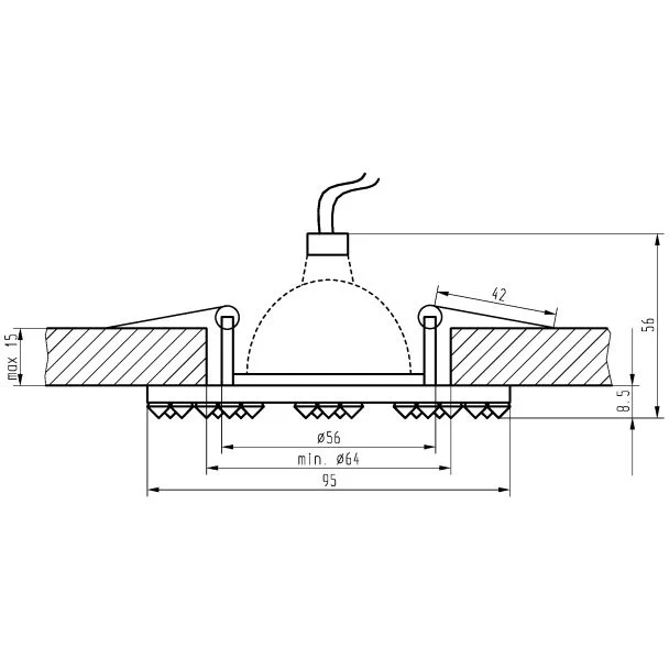 CANDELLUX 2250208 SS-20 CH/TR MR16 CHROM OPR. STROP. STAŁA KWADRATOWA SZKŁO TRANSPARENTNE