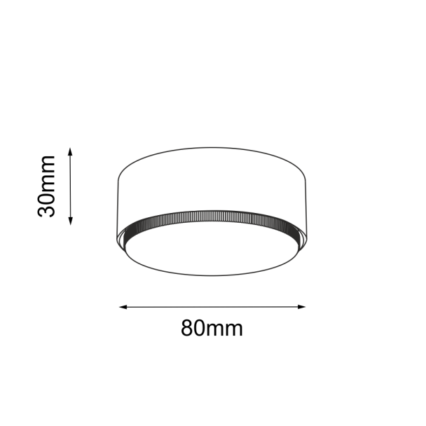 ANTIGO Plafon Drop - Czarny (30 mm) 1260