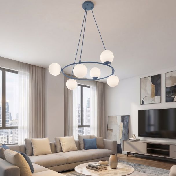 EMIBIG 1830/6 AZURA 6 DUSTY BLUE OPAL Lampa wisząca