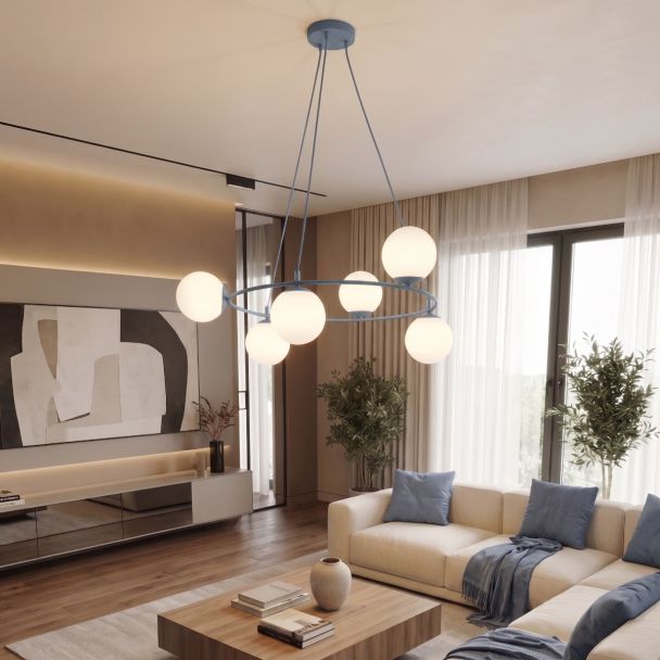 EMIBIG 1830/6 AZURA 6 DUSTY BLUE OPAL Lampa wisząca
