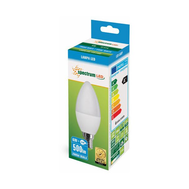 SPECTRUMLED 13027 Żarówka LED ŚWIECOWA E-14 230V 6W CW SPECTRUM +