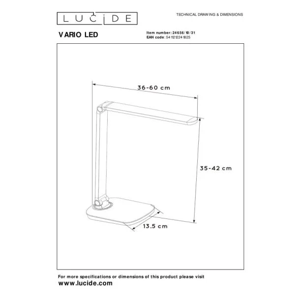 LUCIDE VARIO 24656/10/31 LAMPA STOJĄCA - BIURKOWA