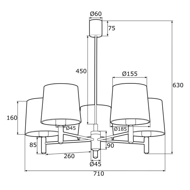 ARGON PONTE PLUS 2105 żyrandol 5 pł.