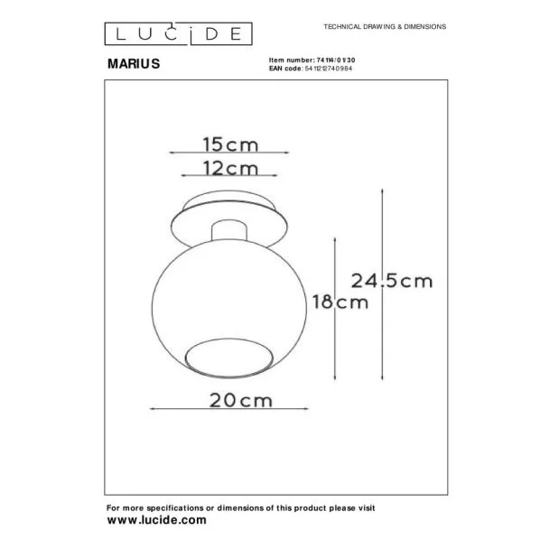 LUCIDE MARIUS 74114/01/30 lampa sufitowa wewnętrzna