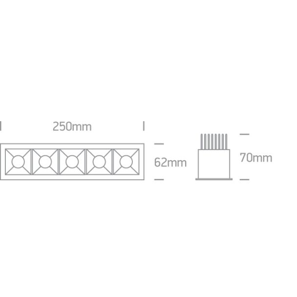 ONE LIGHT 50507B/W/W Abram 4 biały wpust COB LED 3000K 5x6,5W