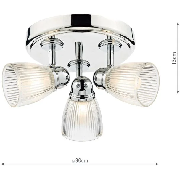 DAR CED7638 CEDRIC 3LT ROUND PLATE SPOT POL CHROME IP44
