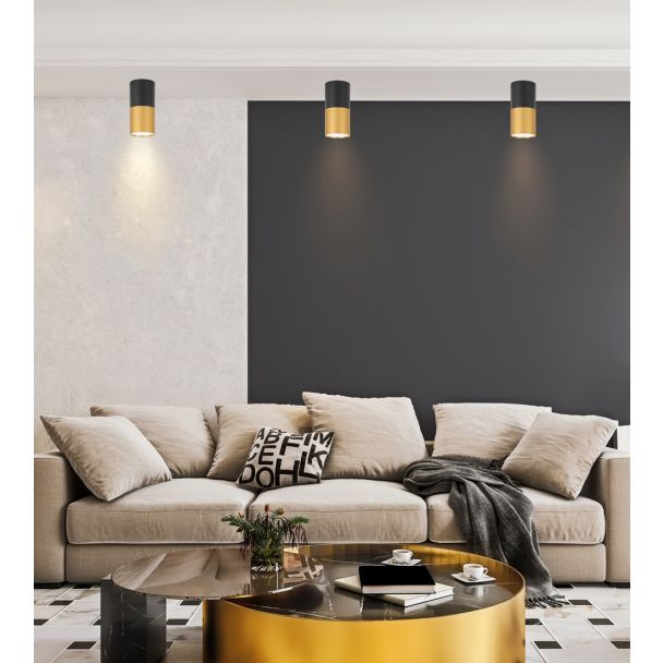 CANDELLUX 2281728 LAMPA SUFITOWA TUBA 1X15W GU10 5,8/12 CZARNO ZŁOTA