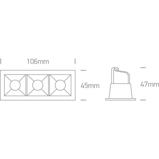 ONE LIGHT 50302B/B/W Merihas 3 czarny wpust LED 3000K 3x2W
