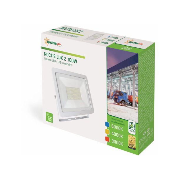 SPECTRUMLED SLI029036WW NOCTIS LUX 2 NAŚWIETLACZ 100W WW 230V IP65 270x210x35mm BIAŁY