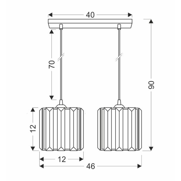 CANDELLUX 32-21113 GLASSIA LAMPA WISZĄCA CZARNY 2X40 E27 KLOSZ CZARNY+KRYSZTAŁY BEZBARWNE