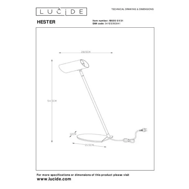 LUCIDE HESTER 19600/01/31 LAMPA STOJĄCA - BIURKOWA