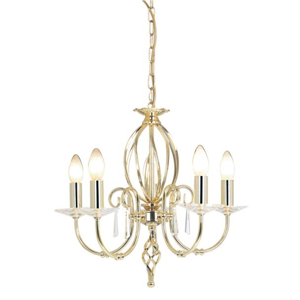 ELSTEAD AEGEAN AG5 POL BRASS 5Lt Chandelier/Semi-Flush