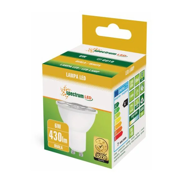 SPECTRUMLED 14104 Żarówka LED GU10 230V 6W SMD 10st NW z soczewką SPECTRUM