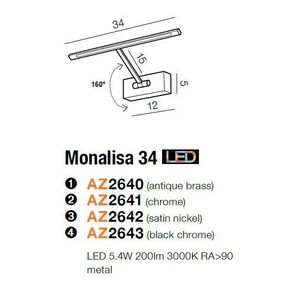 AZZARDO AZ2643 Monalisa 34 (black chrome)