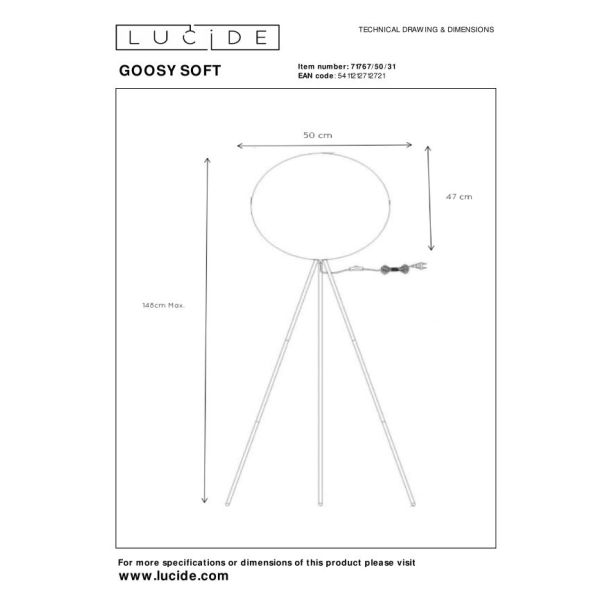 LUCIDE GOOSY 71767/50/31 LAMPA STOJĄCA - PODŁOGOWA
