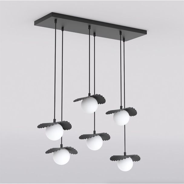 EMIBIG 1758/6 FLORA 6 BLACK OPAL Lampa wisząca
