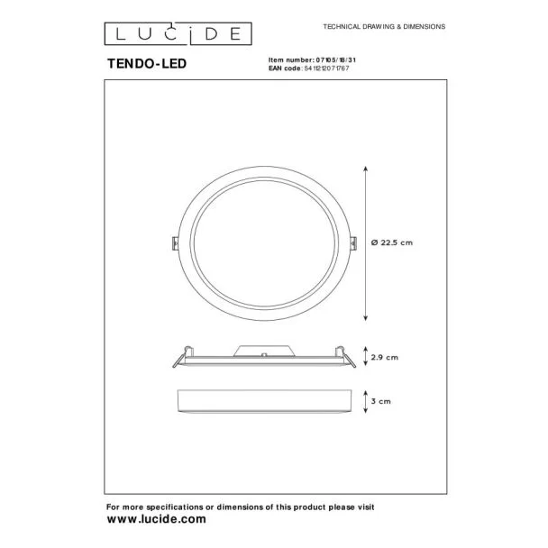 LUCIDE TENDO-LED 07105/18/31 LAMPA SUFITOWA - NOWOCZESNA
