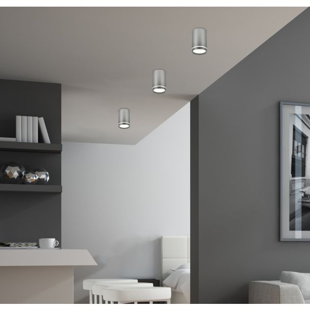 CANDELLUX 2277158 TUBA LAMPA SUFITOWA 1X15W GU10 6,8/10 SREBRNY MATOWY