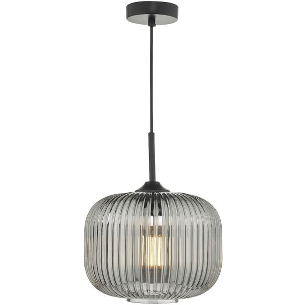 DAR DEM0110 DEMARIUS 1LT PENDANT BLACK SMOKED GLASS