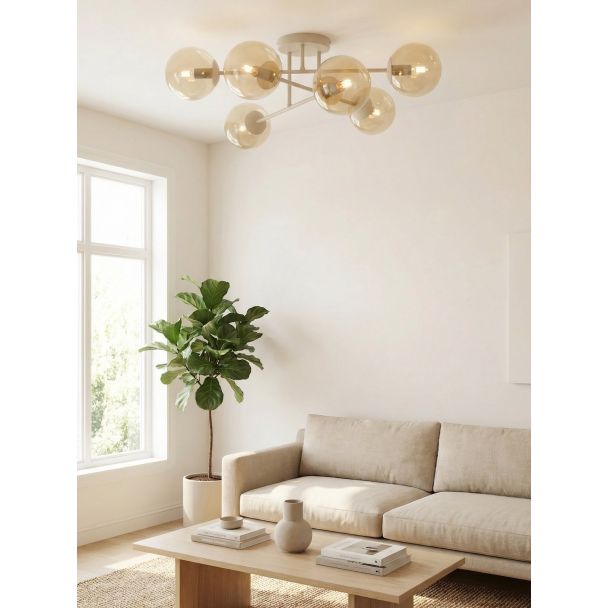 EMIBIG 1636/6 ROMA 6 MOKKA AMBER LAMPA SUFITOWA