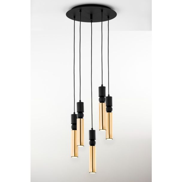 JUPITER ALAS lampa wisząca 5-punktowa czarny mosiądz kulka cz 2017