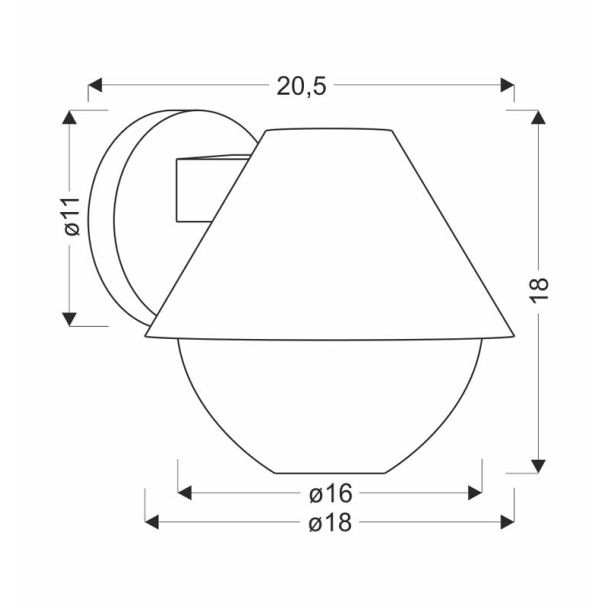 CANDELLUX 21-32256 Hendera lampa ogrodowa kinkiet 20,5x17,5 czarny 1x40W E27 klosz stożek IP44