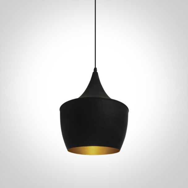 ONE LIGHT 63044/B/BS Kappas czarno-mosiężna lampa wisząca E27 12W