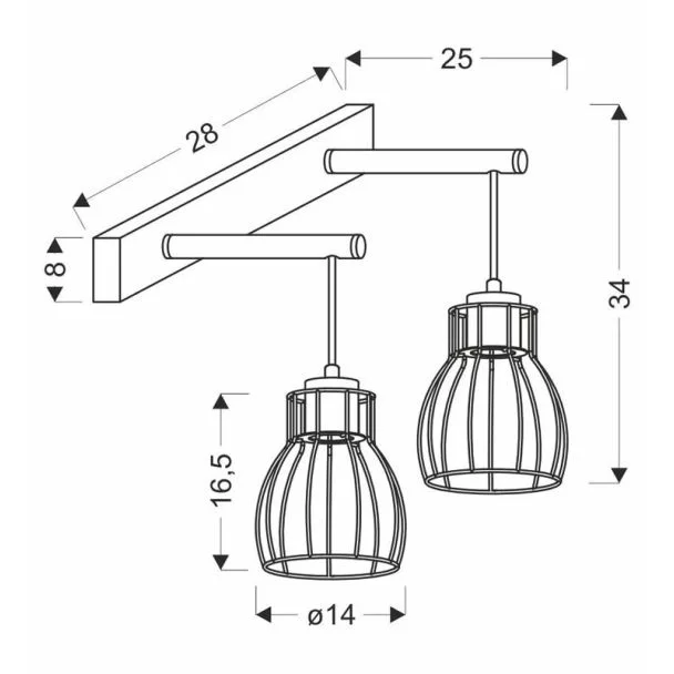 CANDELLUX 22-77103 BERNITA LAMPA KINKIET 2X60W E27 CZARNY