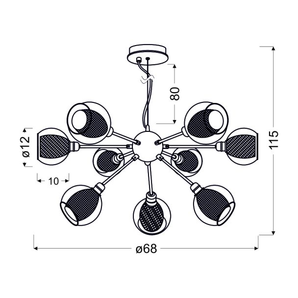 CANDELLUX 39-65018 DIXI ZWIS 9X40W E14 CHROM