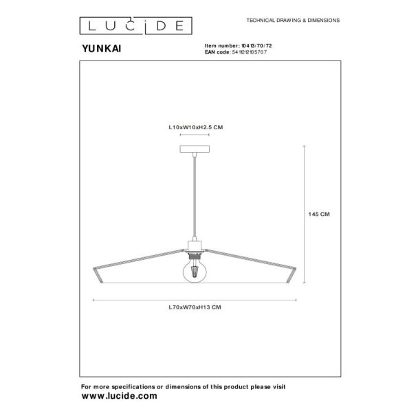 LUCIDE 10413/70/72 LAMPA WISZĄCA NOWOCZESNA YUNKAI
