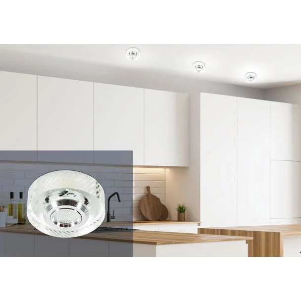 CANDELLUX 2228815 SS-33 AL/TR 3W LED COB 230V OPR. STROP. STAŁA OKRĄGŁA SZKŁO TRANSPARENTNE