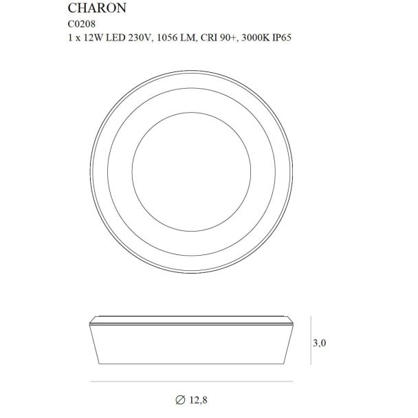 MAXLIGHT C0208 LAMPA SUFITOWA CHARON CZARNY IP65