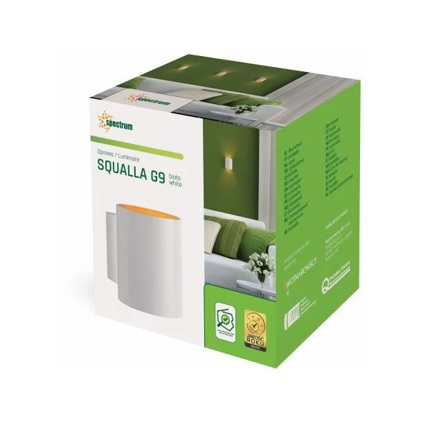SPECTRUMLED SLIP006003 Kinkiet SQUALLA G9 KINKIET G9 250V IP20 101x81x100mm BIAŁY ZŁOTY tuba