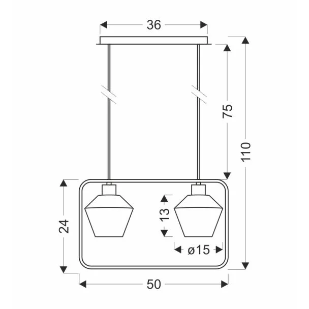 CANDELLUX 32-26859 NIKO LAMPA WISZĄCA CZARNY 2X40W E27 KLOSZ BEZBARWNY KARBOWANY