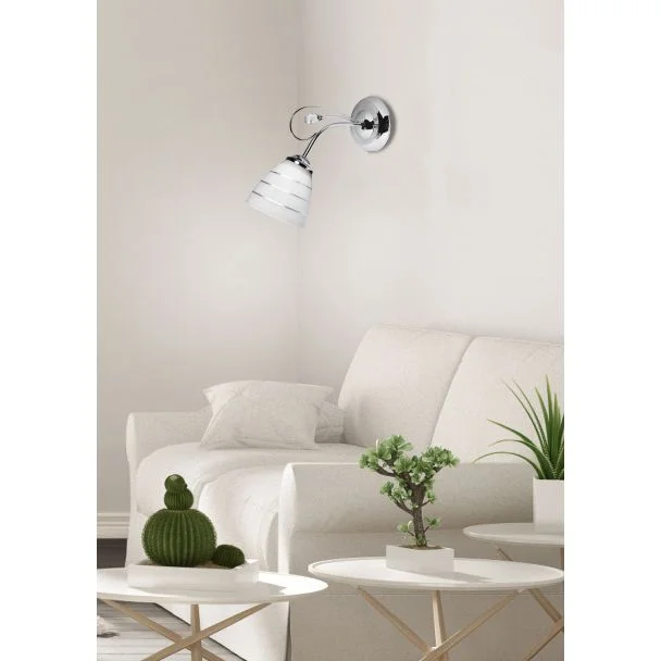 CANDELLUX 21-64288 SIMPLI KINKIET 1*40W E27 CHROM Z KRYSZTAŁKIEM+KLOSZ Z PASKIEM