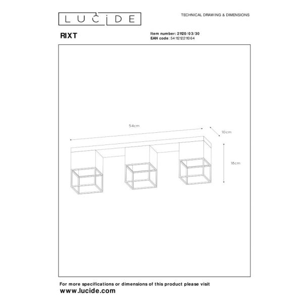 LUCIDE 21120/03/30 RIXT LAMPA SUFITOWA