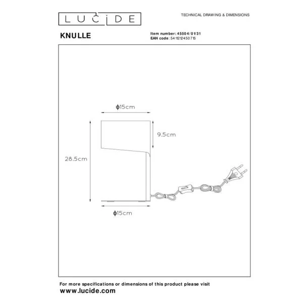 LUCIDE KNULLE 45504/01/31 LAMPA STOJĄCA - STOŁOWA