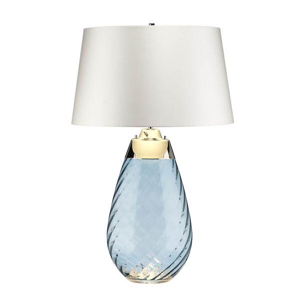 ELSTEAD Lena LENA-TL-L-BLUE-OWSS 2 Light Large Blue Table Lamp with Off-white Shade