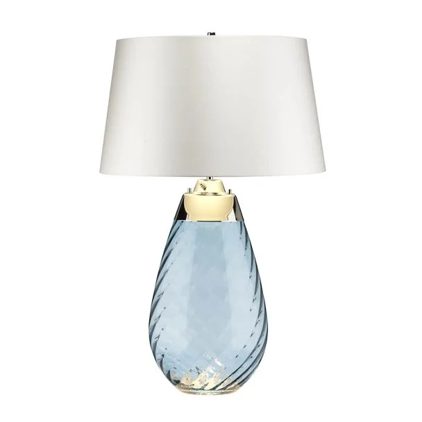 ELSTEAD Lena LENA-TL-L-BLUE-OWSS 2 Light Large Blue Table Lamp with Off-white Shade