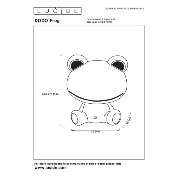 LUCIDE DODO Frog 71592/03/85 LAMPA STOJĄCA - STOŁOWA