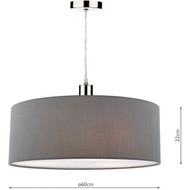 DAR RON8639 RONDA EASY FIT 60CM FAUX SILK GREY DRUM SH