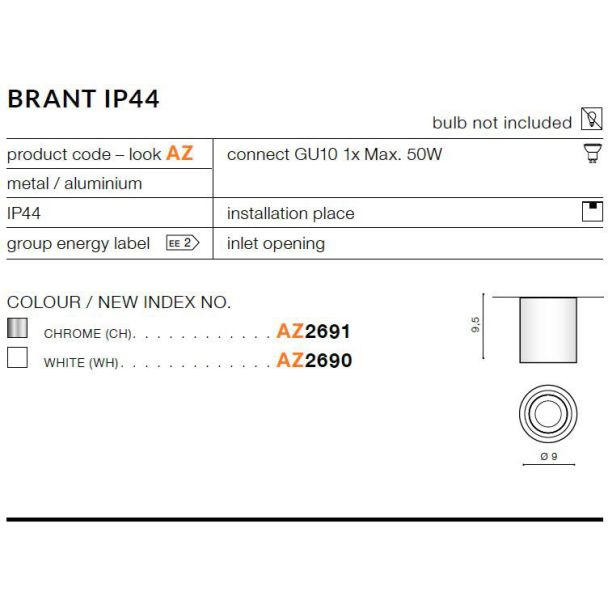 AZZARDO AZ2690 Brant IP44 (white)