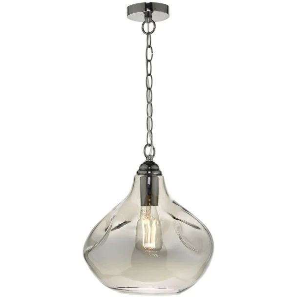 DAR ESA0110 ESAROSA 1LT PENDANT BLACK CHROME & SMOKED GLASS