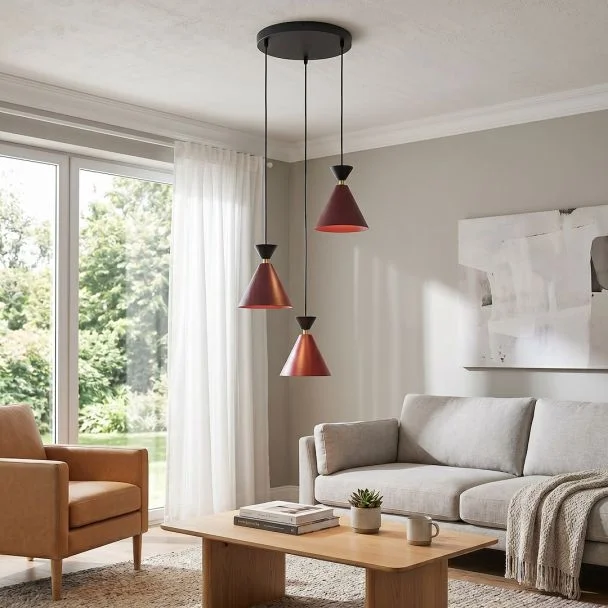 EMIBIG 1740/3PREM KLEVER 3PREM BURGUNDY BLACK Lampa wisząca