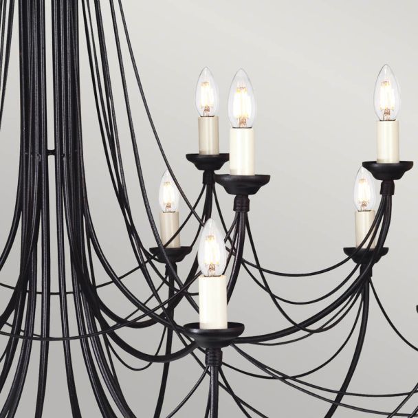 ELSTEAD CARISBROOKE CB18 BLACK 18Lt Chandelier