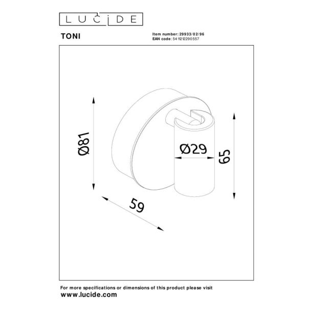 LUCIDE TONI 29933/02/96 lampa ścienna