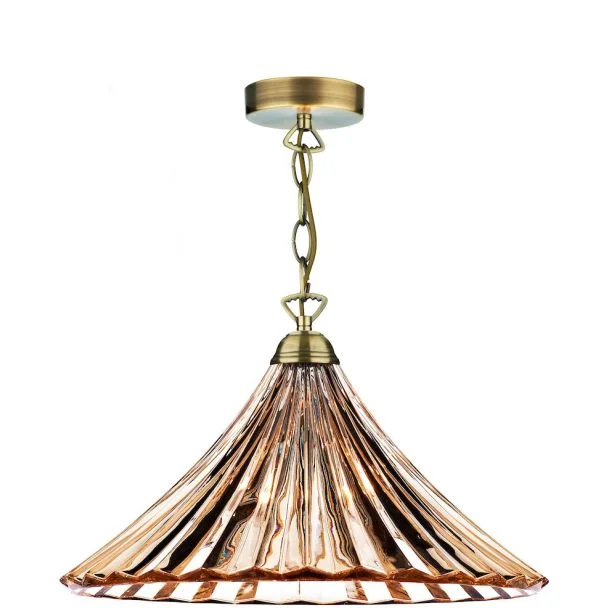 DAR ARD866 ARDECHE 1LT LRG PEND AMBER GLASS/ANT BR FINISH