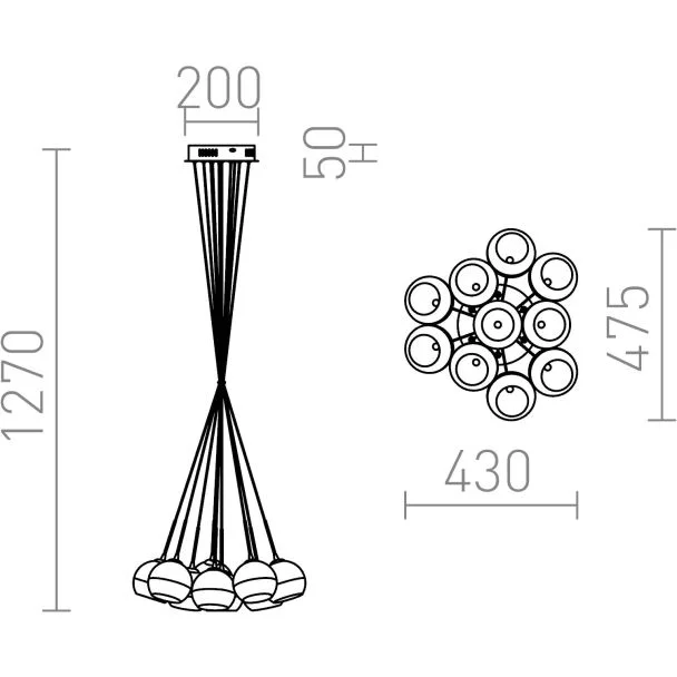 RENDL R11706 ASTRAL wisząca szkło miedziane/szkło przezroczyste 230V/12V G4 10x20W